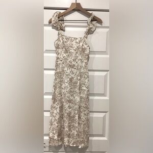 Kai Ami Beige Dress with Brown Floral Design